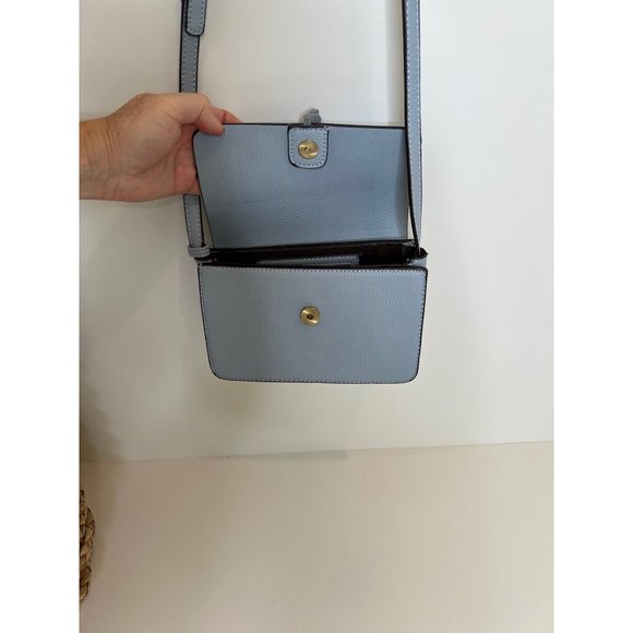 Anthropologie blue vegan shoulder handbag with tassel adjustable strap - Picture 6 of 11